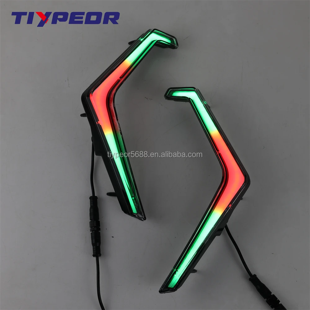 product tiypeor rgb led front accent light auto drl turn signal light for polaris rzr xp turbo 1000 2019 2021 utv rzr light waterproof-4