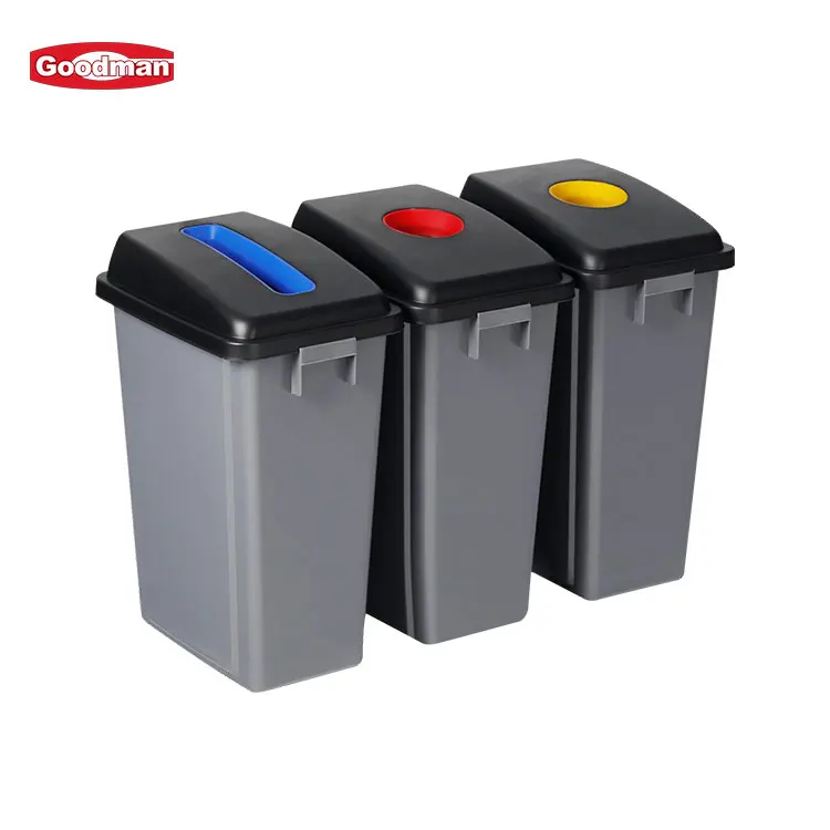 Outdoor Plastic 3 Compartments recycle garbage bin Waste Bin trash can