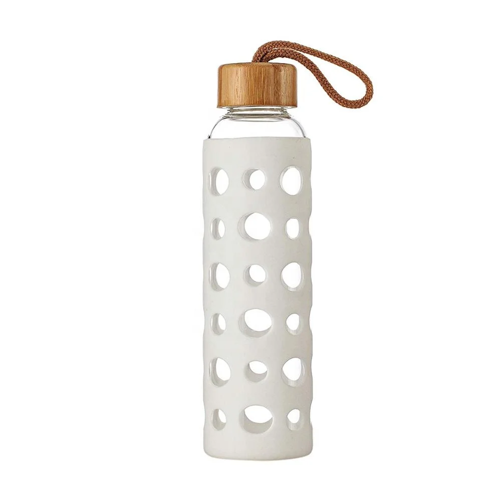 Glass Water Bottle with Silicone Sleeve (550ml)