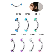 Eyebrow ring G23 titanium steel eyebrow stud F136 Titanium double Opal inner thread eyebrow ring curved rod body accessories