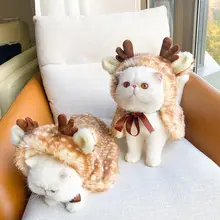 Christmas Pet Clothing Reindeer Cape Coat Winter Warm Dog cat Sweater Hat