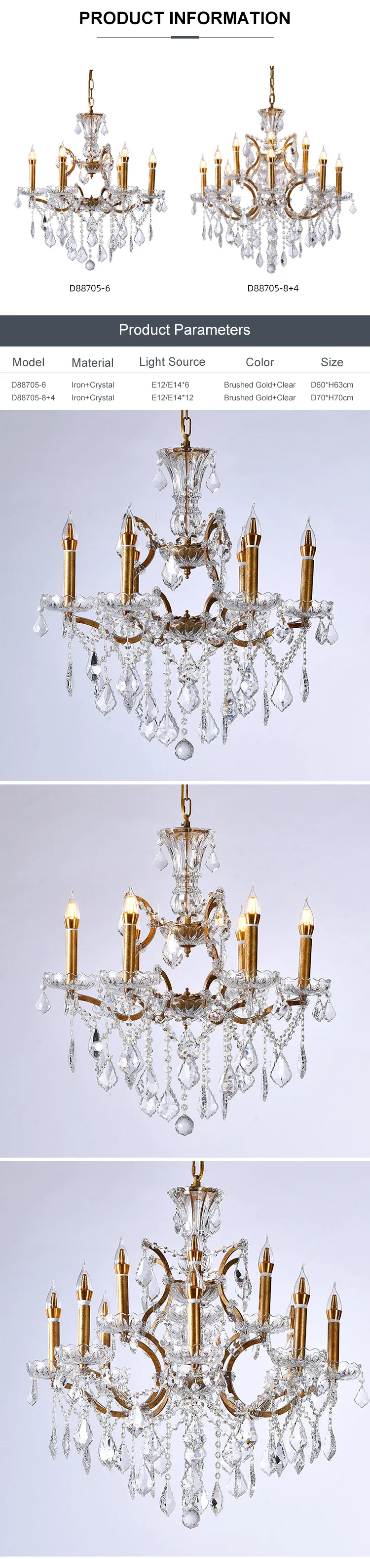 d88705 new product light luxury style hotel bar decorative iron frame crystal led chandelier  -1