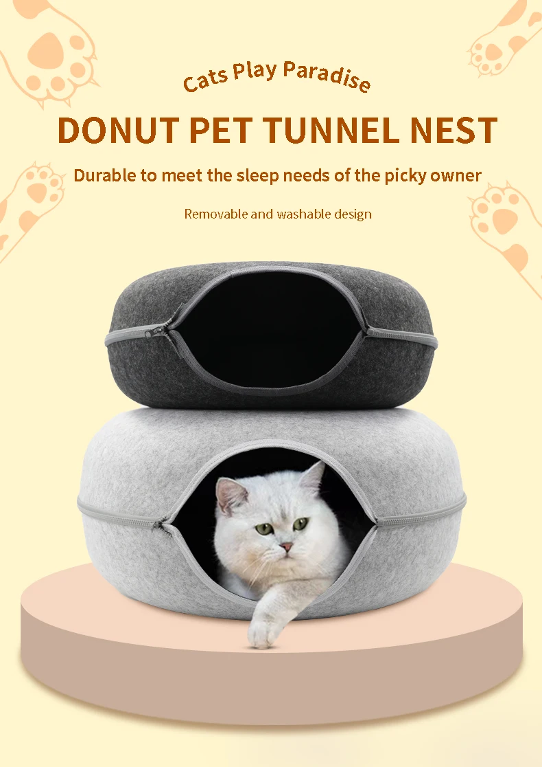 New Large Semienclosed Cat Nest Tunnel Cave Beds Nest Donut Cat Tunnel