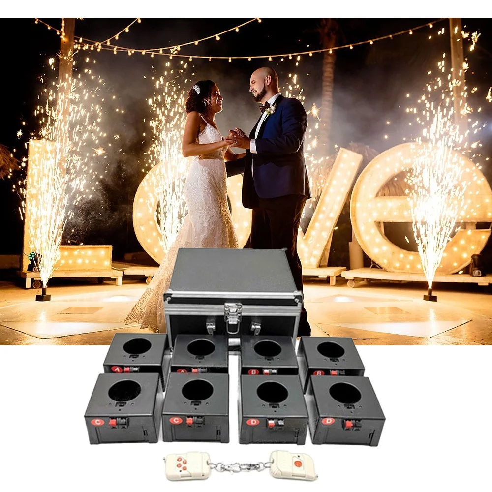 8 Cue Pyrotechinic Cold Machine D08 Rechargeable Eight Channel Remote Control Indoor Fountain Base Fireworks Firing System