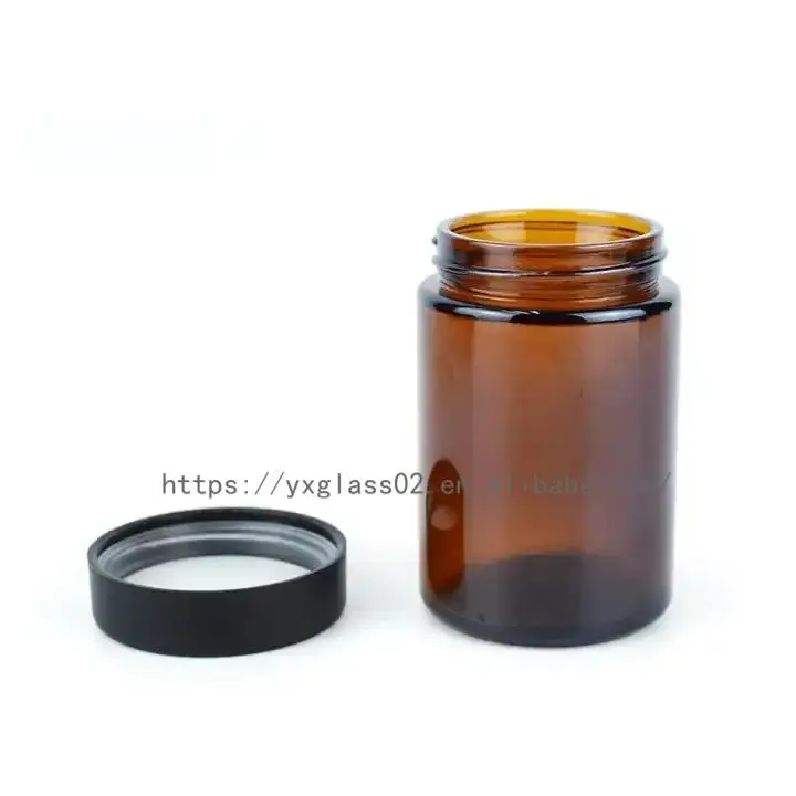 Cosmetic Glass Jars Empty Skincare Square Amber Face Cream Packaging container with Screw lid 15g20g30g50g factory