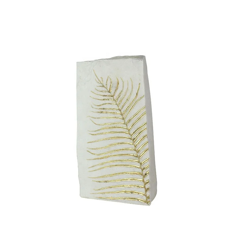 Wholesale white resin goldleaf sticker fern vase for home decoration