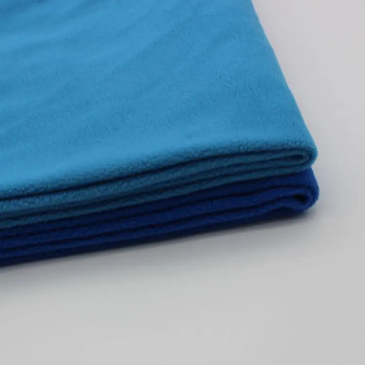 100% Polyester Light Blue Color Single Brushed Light Weight Polar Fleece Fabric