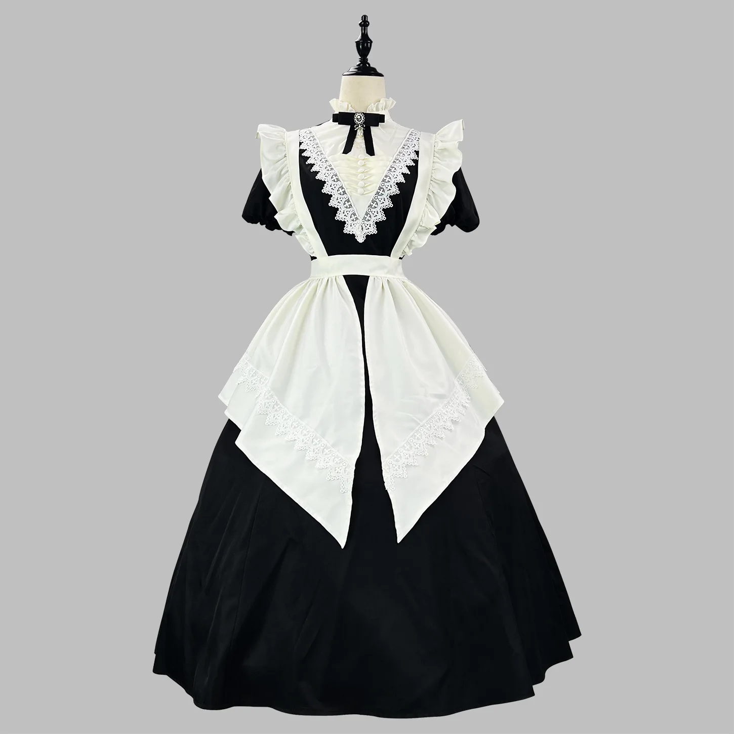 elegant maid dress Victorian Maid Dress With Apron Satin or Satin PVC French Cosplay Costume XS-6XL