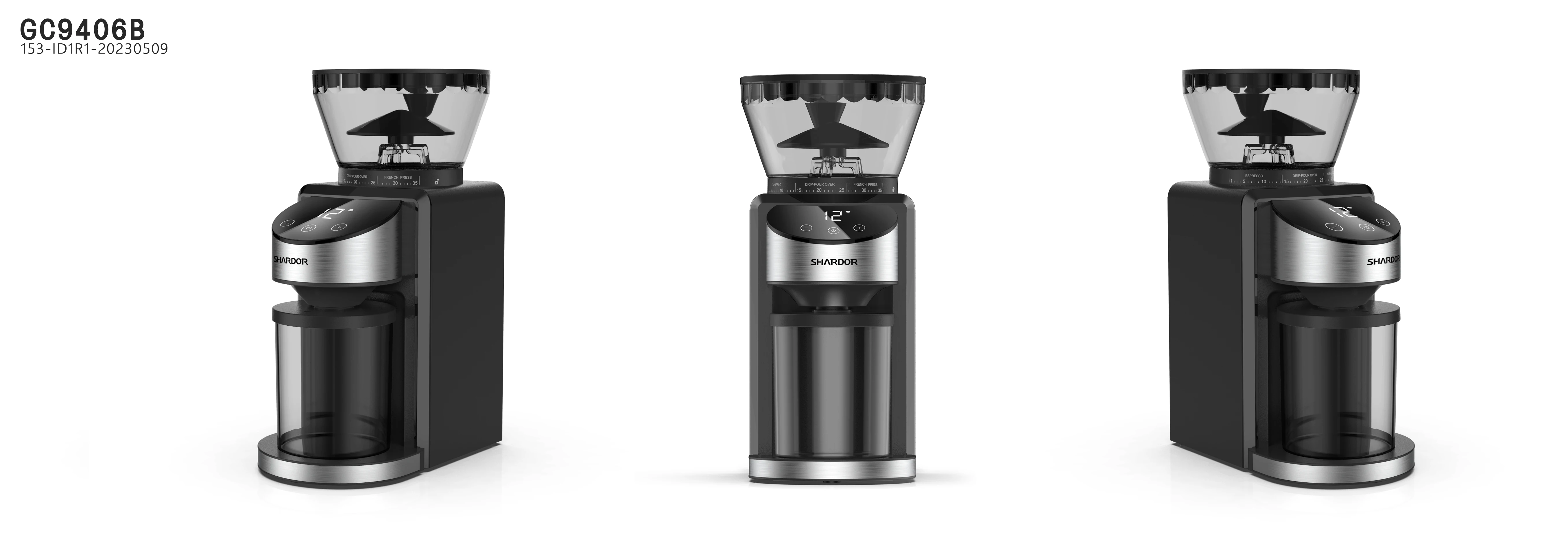 Shardor Digital Timer Display Coffee Grinder Bean Electric Conical Burr