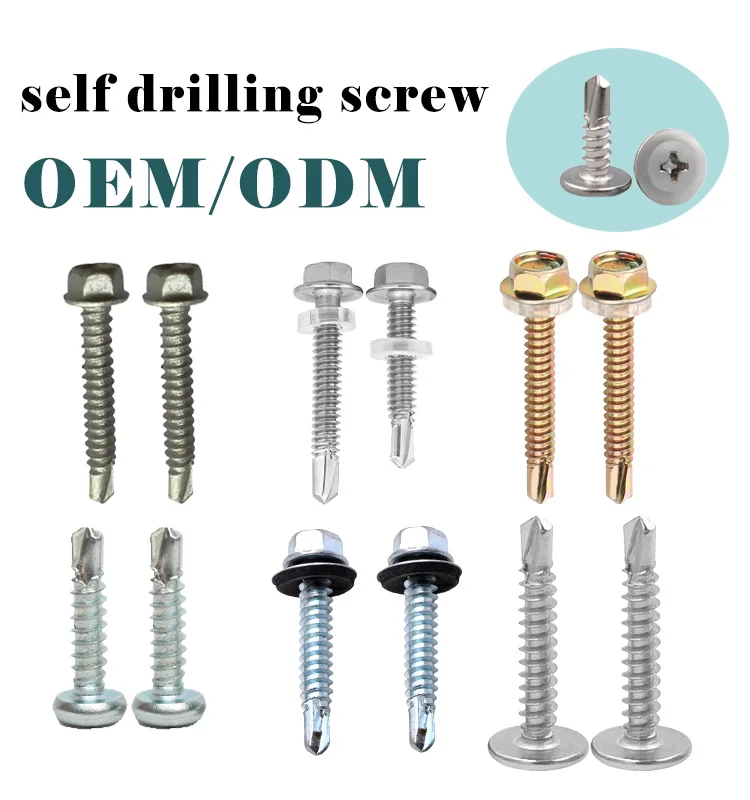 DIN Wholesale Price M2 M4 M6 Stainless Steel Zinc Plated Hex Head Self Drilling Screw For Metallic Wood manufacture