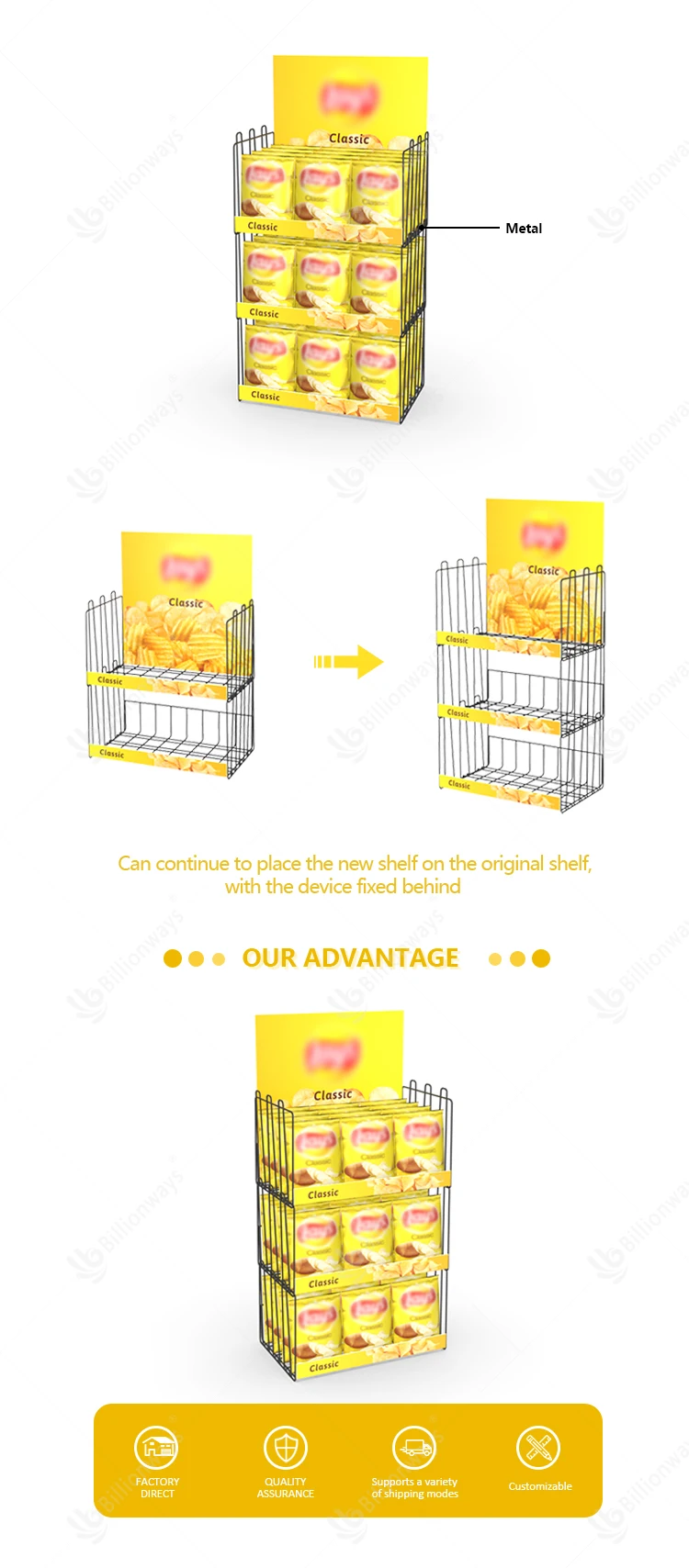 Stackable Metal Snack Rack - Ideal for Potato Chips Display