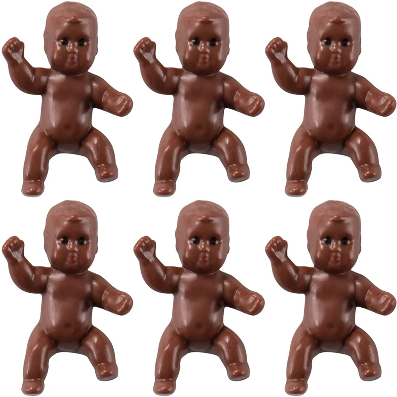 1.25 Small Plastic Baby Figurines (12 Pcs), Black Baby