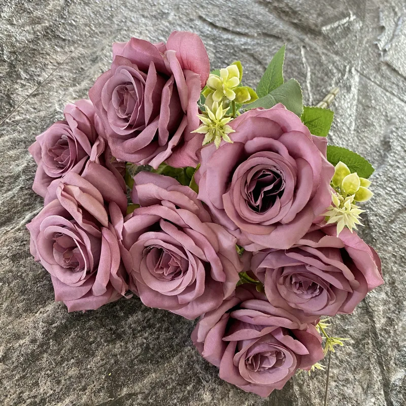 High Quality Silk Wedding Decoration Roses Bush Artificial Flowers Rose