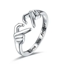 Europe and the United States Creative Personality love Ring Hands Than Heart Open Simple Cold Wind Romantic Pair Ring