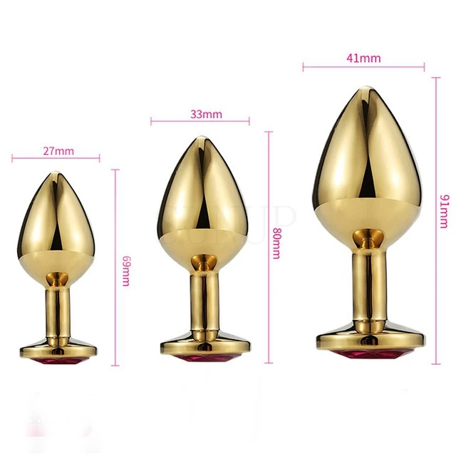 Free Custom Box - Small Medium Large Adult Products Golden Butt Anal Plug With Crystal Jewel