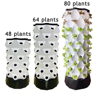 Hydroponic Gardening Systems 10 Layer 80 Holes Large Pineapple Hydroponic Tower With LED Lights For Sale