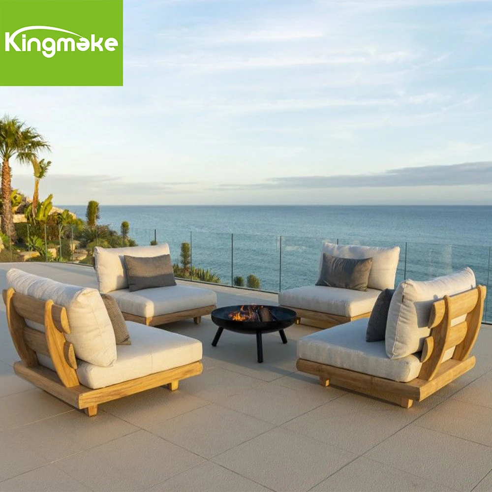 Modern Solid Wood Furniture With Cushions Sofa Set Living Room Garden