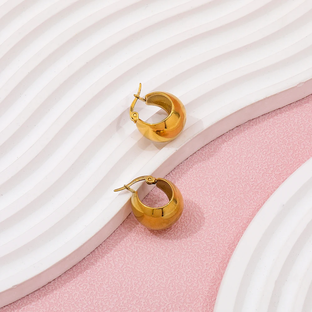 Joolim High End 18k Gold Plated Chunky Hoop Earrings Design Jewelry ...
