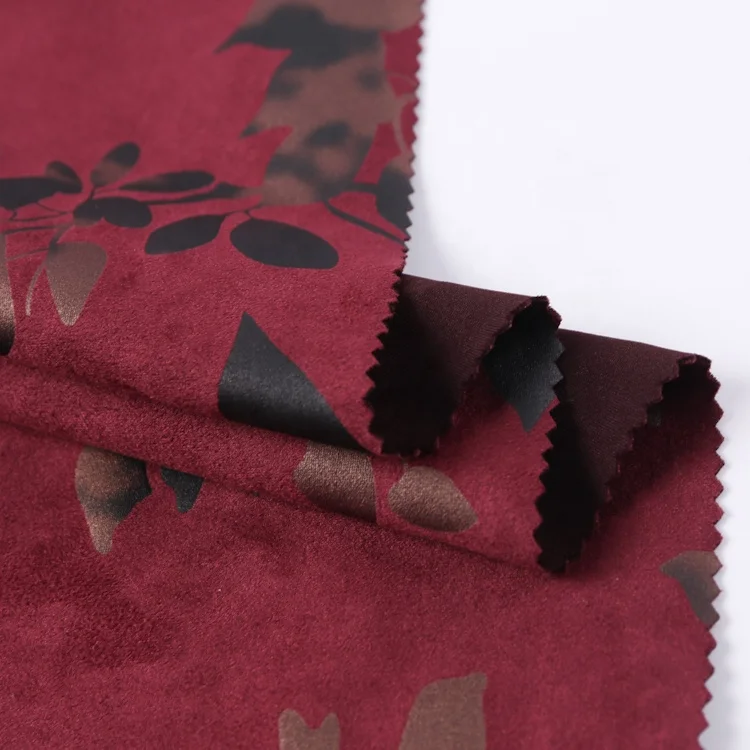 foil stamping flower scuba suede coating fabric for cloth in knitted
