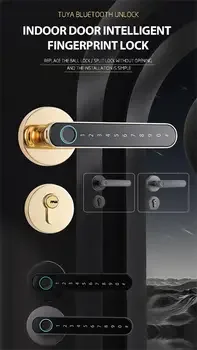 Smart Handle Door Lock with Biometric Password Fingerprint Keypad Emergency Key for Home Security