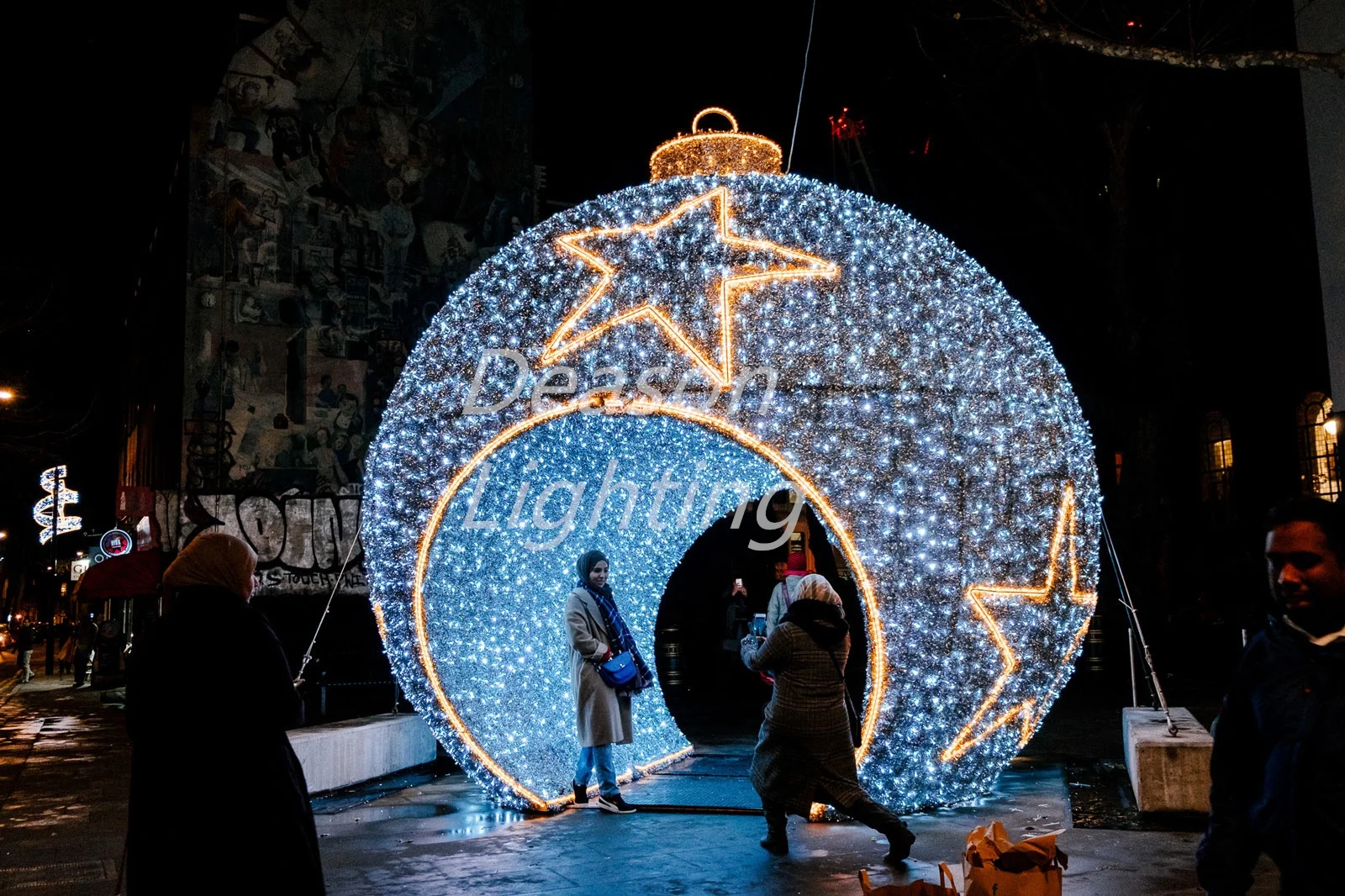 Kerst led verlichte ballen - Kerst verlichte ballen voor buiten | Opvouwbaar roestvrijstalen frame, batterij-aangedreven verlichte kerstballen voor buiten, tuin, terras, veranda, decoratie Jicemom