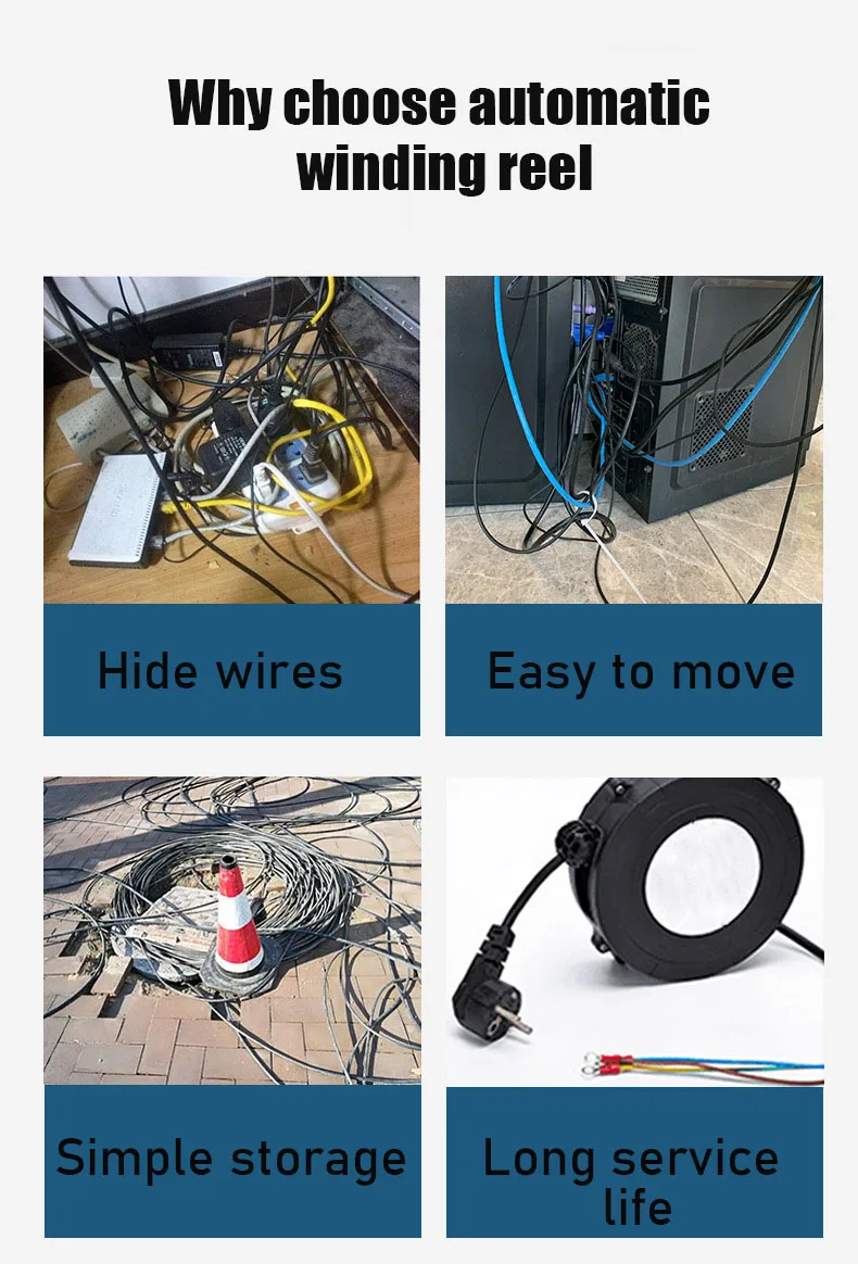 Retractable Mechanism Cable Reel Tangle Free Cord Cable Retractor For Small Home Appliances