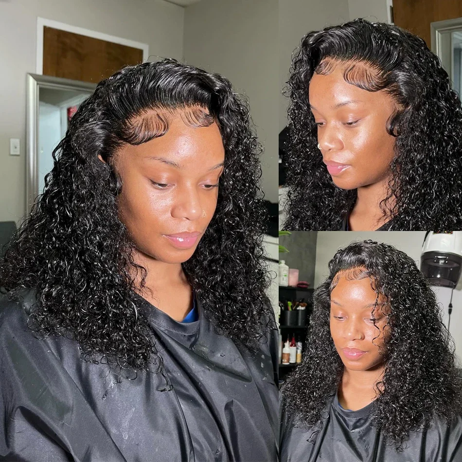 Peruca lace front curta cacheada de cabelo humano para mulher_voghion.com