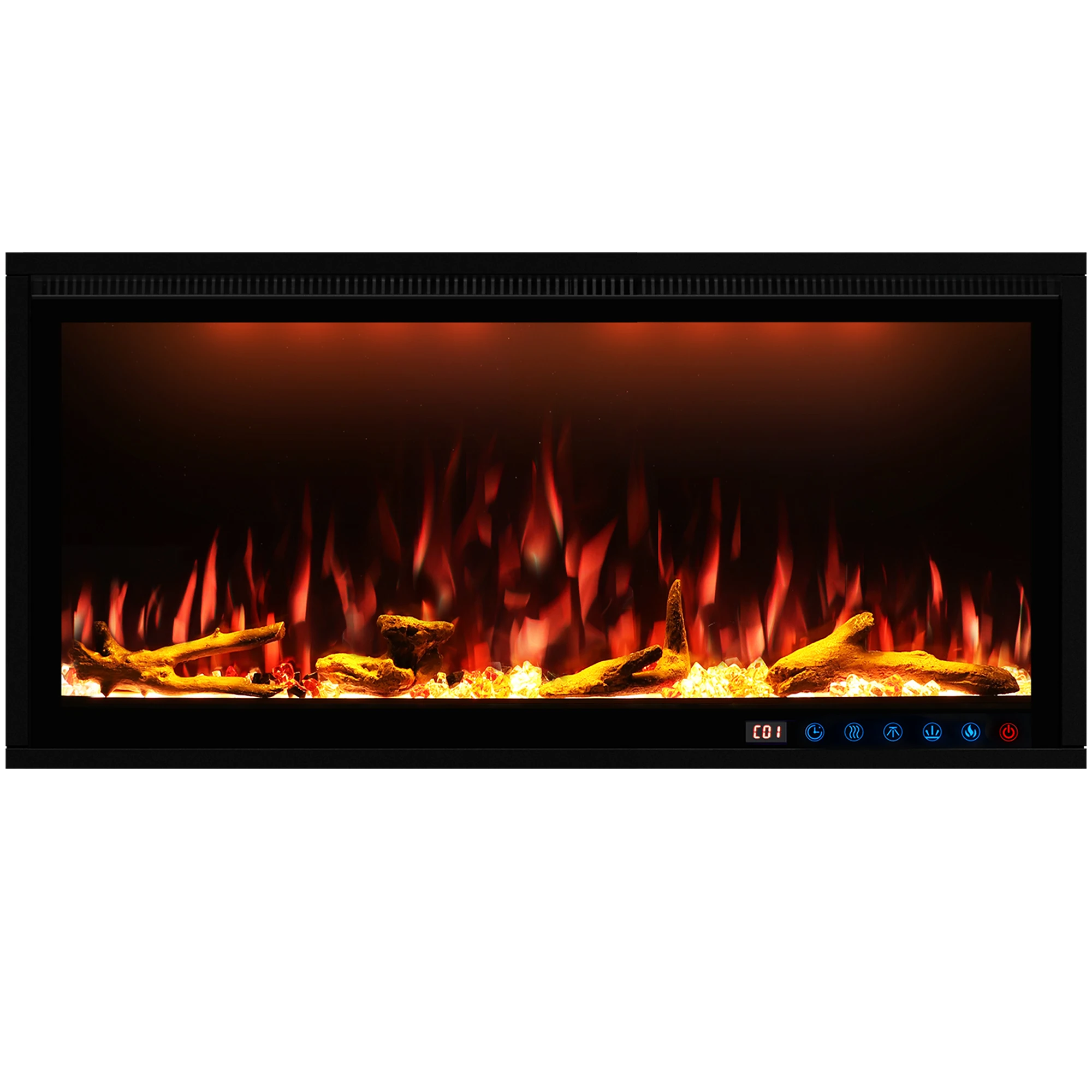 Luxstar 50 Inch Royal Slim Electric Fireplace Heater Household With APP Wifi Control Multi Colors Electric Fireplace with Timer