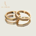 Wedding Ring Rings Fashion Wedding Ring 10K 14K 18K Solid Gold Full Ring Real Diamond Hexagon Gold Wedding Couple Ring Yellow White Rose