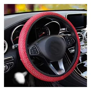 Wholesale Western Style Sublimated Cow Print Steering Wheel Cover Universal 38cm Interior Accessories for Cars Made of Plush