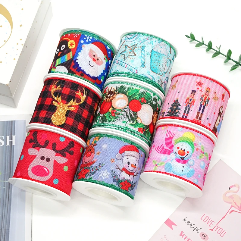 1 Yard Christmas Ribbon Printed Grosgrain Ribbons For Gift