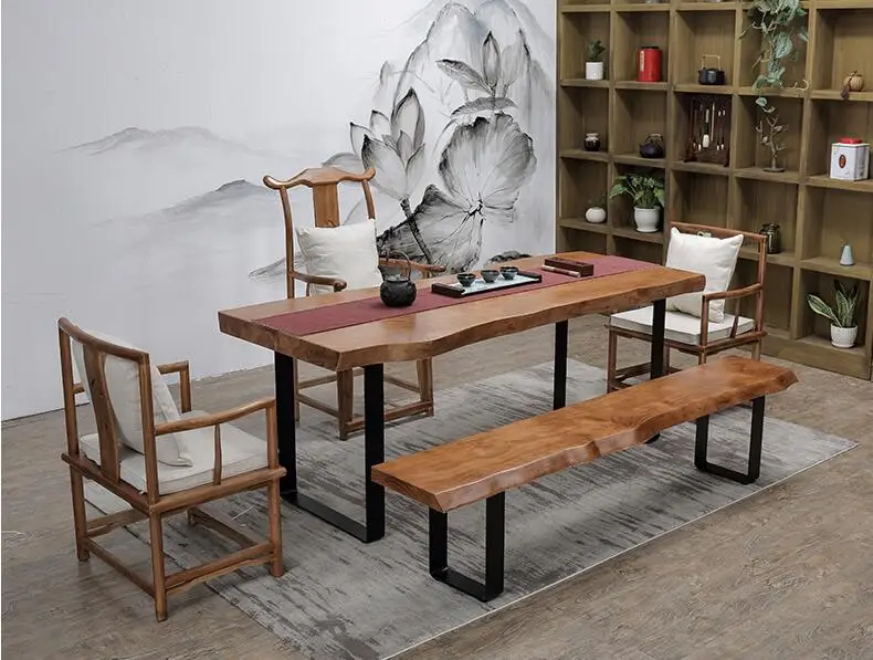 simple and modern hot selling solid wood iron coffee tea table