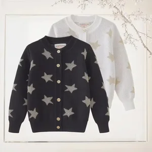 Custom Color Casual Breathable Kids Long Sleeve Knitted Sweater Cute Children's Cardigan Girls Autumn School Clothes