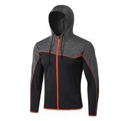 Mens Hooded Sport Jacket Lightweight Slim Fit Full Zip Up Long Sleeve Performance Training Hoodie Workout Running Track Jackets