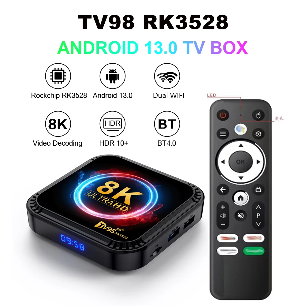 New Arrival TV98 RK3528 Smart Android TV Box 8K Resolution WiFi Rockchip Processor Set Top Box
