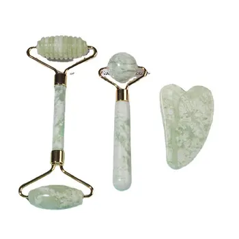 Hot Selling High Quality Facial Beauty Tools Anti Wrinkles Green Jade Roller and Gua Sha Facial Tool