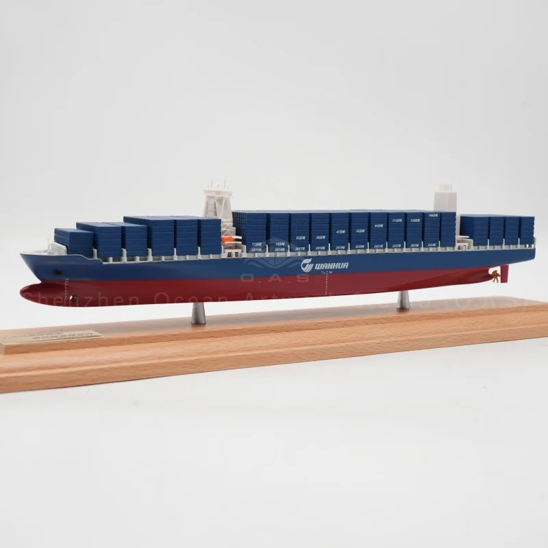 【L】O.A.S Fabrikkens Håndlavede Skalbådsmodel 1:1000 Skala Højtkvalitets Skibsmodel Specialfremstillet 35 cm Wanhua Containerskibsmodel