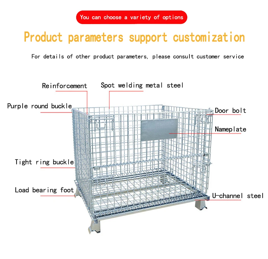 Pallet Box Metal Mesh Container Lockable Roll Wire Steel Cages for ...