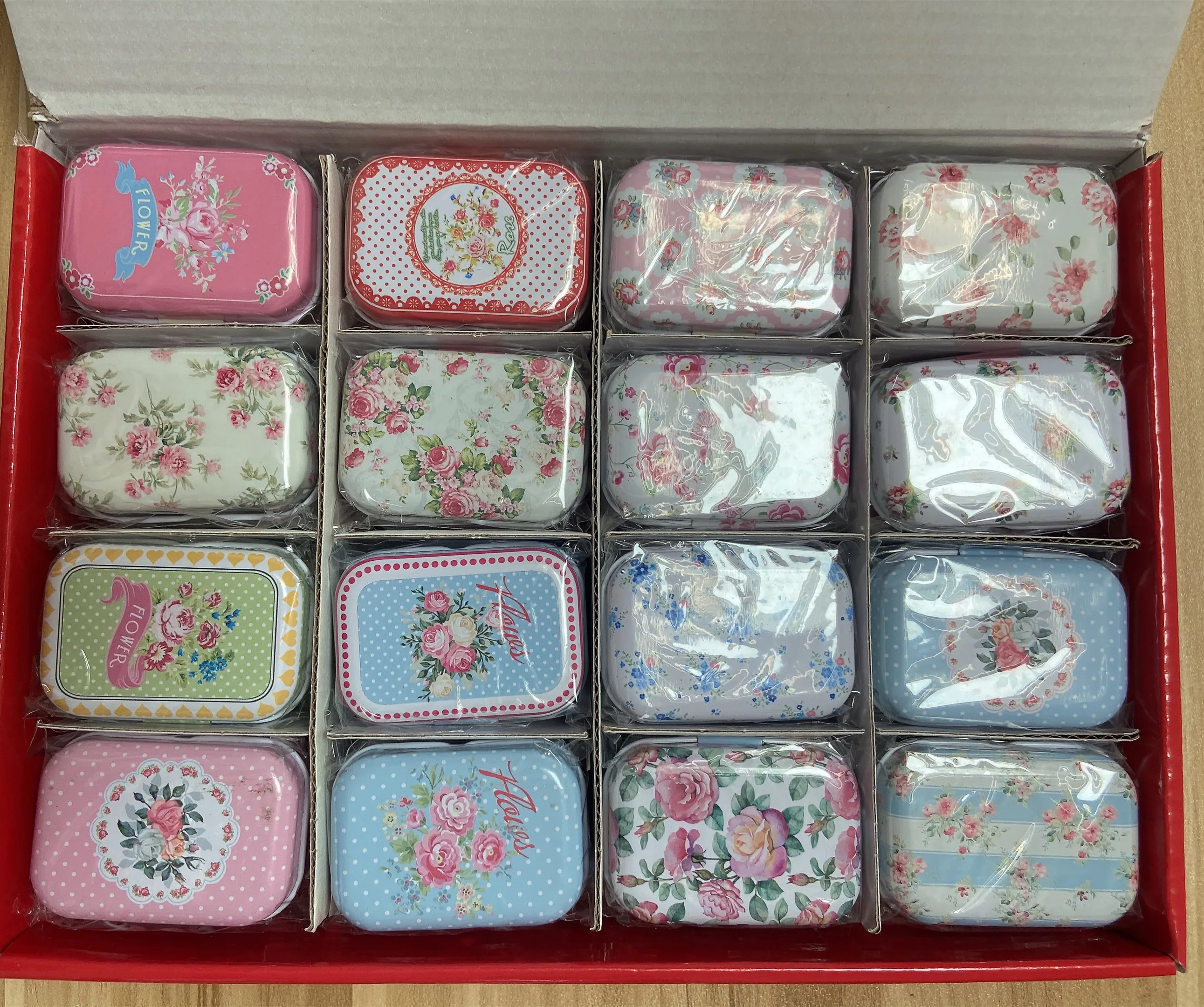 Floral Design 1 Set Custom Printed Metal Can Tin Gift Christmas Cookies Square Mini Tinplate Storage Tin TB2021062801