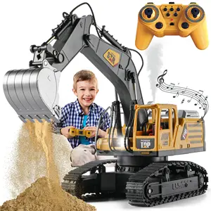 EPT 14 Channel Remote Control Engineering Vehicle Toy Rotation 2.4G Remote Control Alloy Excavator Toys