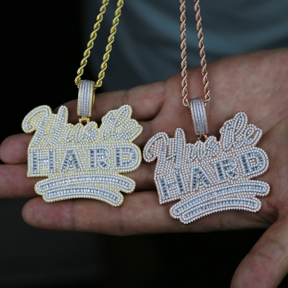 Iced Out Super Shiny Hustle Hard Necklace store