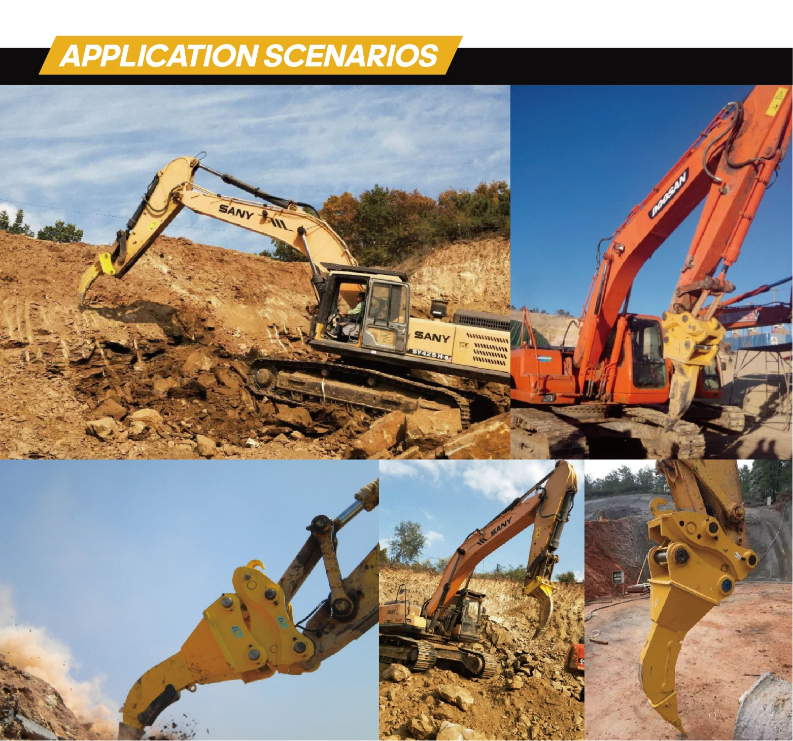 YICHEN Excavator Attachments 23-3- Ton Ripper for Excavator With Single Type Ripper for hyundai Excavator supplier
