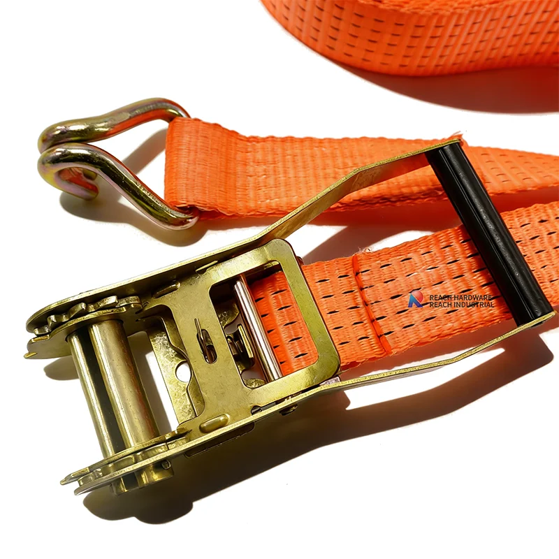 2in*5tons Heavy Duty Ratchet Tie Downs,Cargo Control Ratchet Tie Down Transport Straps Cargo Lashing Belt Strap with J Hook manufacture