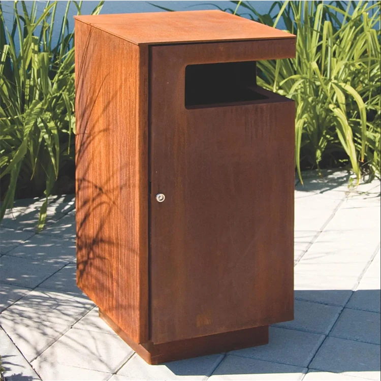  Corten Steel Metal Litter Bins-manufacturers, suppliers, customized, wholesale, cheap, for sale, in stock.shkw