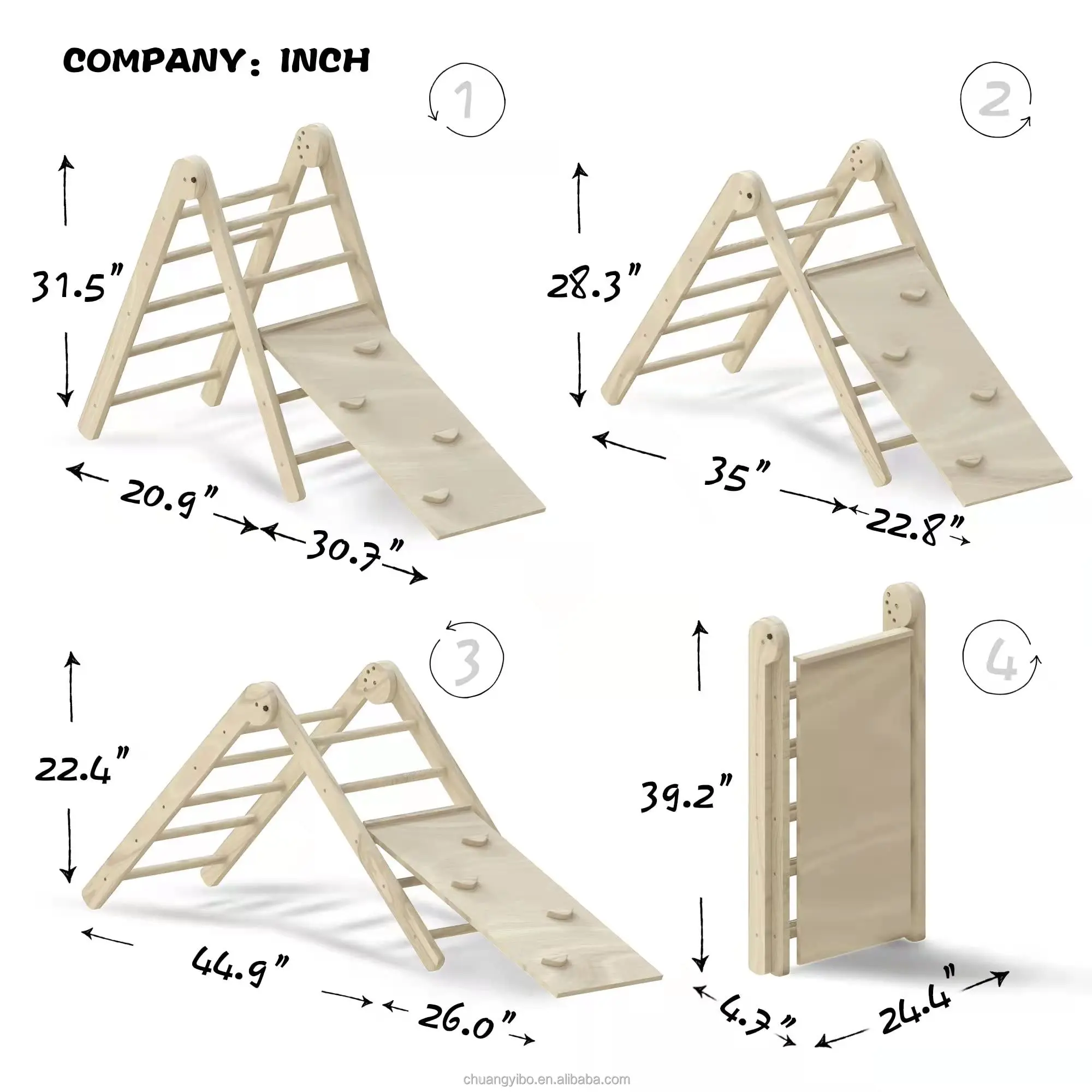 Cyb Montessori Gym Foldable Wooden Climbing Triangle Climbing Indoor