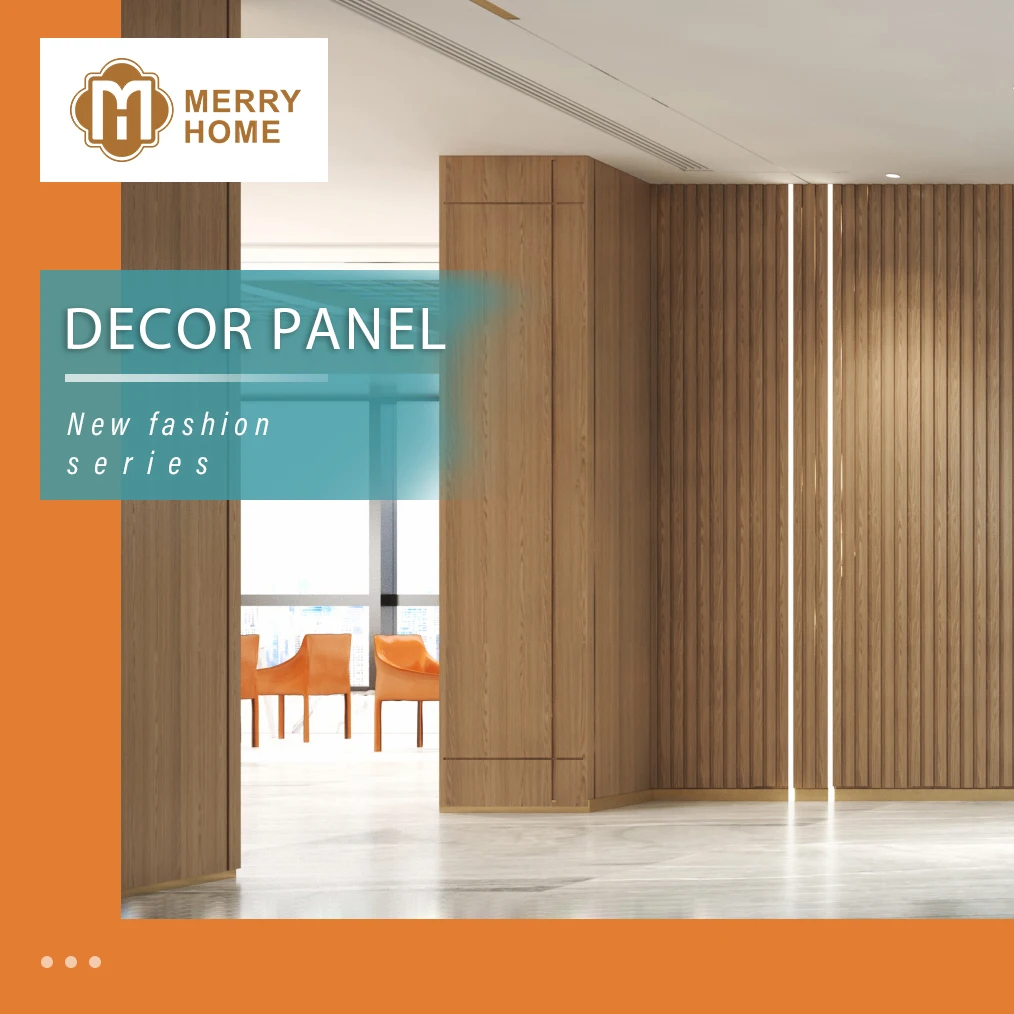 Latest Metal Color Interior Decoration WPC Bamboo Fiber Rounded Fluted Wallboard Metal Look Decor 3D Round Great Wall Panel