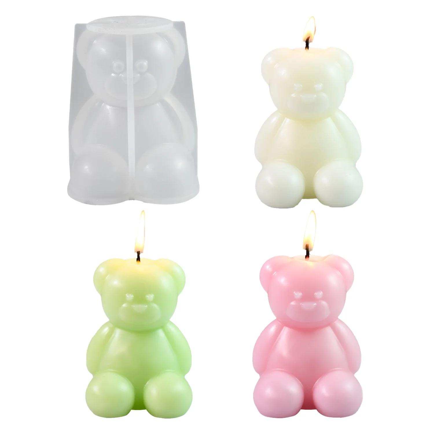 Sitting Bear Doll Silicone Mold for DIY Aromatherapy Candle or Cake Tools for Plaster Resin Ornaments
