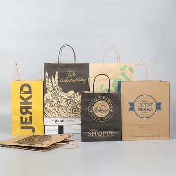 Wholesale Custom Printed White Brown Shopping Kraft Paper Bag With ...