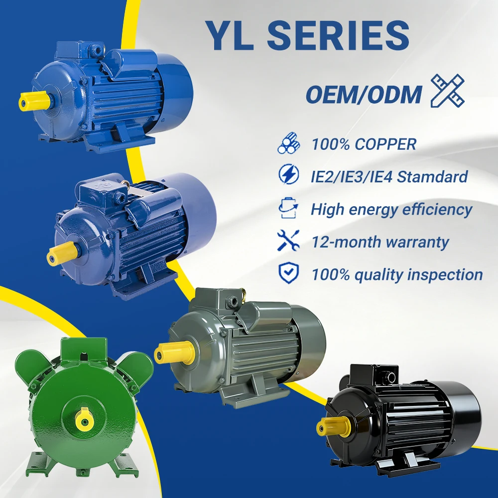 YL Series 2hp 3hp 5hp 7.5hp 10hp 220v 50hz 2800rpm Electric AC Motor Single Phase Induction Motors