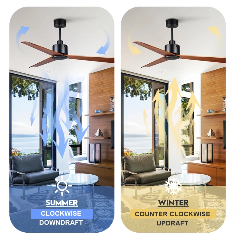52 inch Solid Wood Indoor Modern Fans Ceiling Electric Remote Control Ceiling Fan